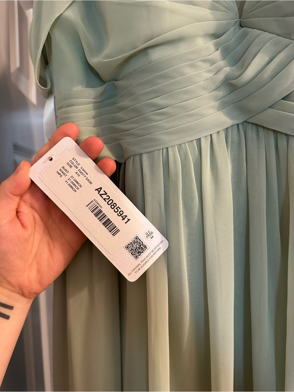Azazie Lianne Sage Green Chiffon Bridesmaid Dress - Picture 3 of 15
